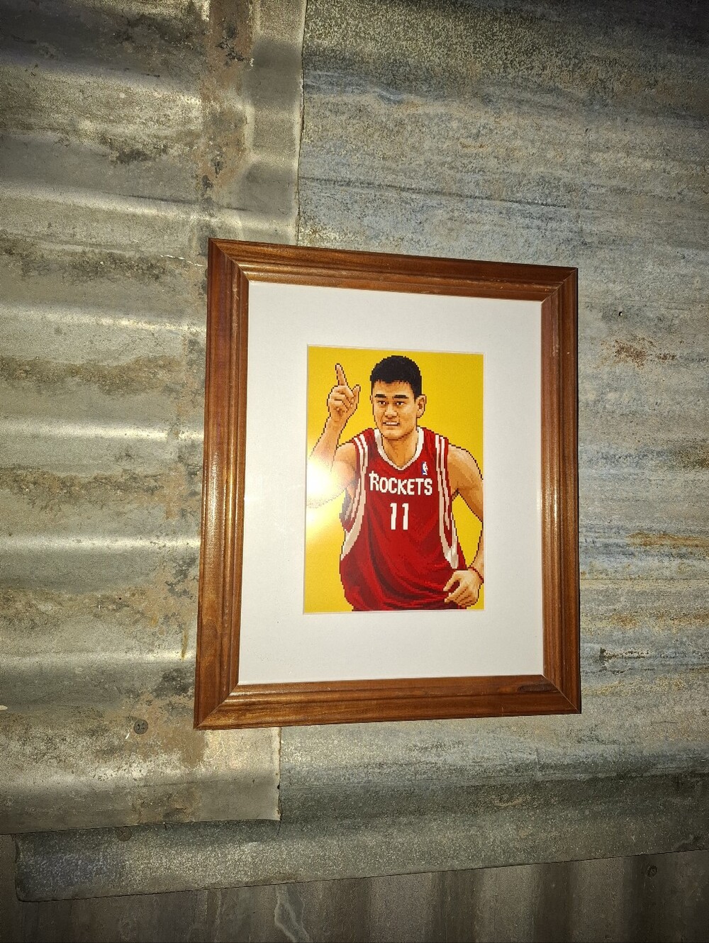 8 Bit Yao Ming Retro NBA Houston Rockets Framed Art Print By Neon Nicho